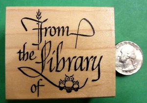 Bibliothek Eulen, Exlibris Stempel, Holz montiert - Bild 1 von 1