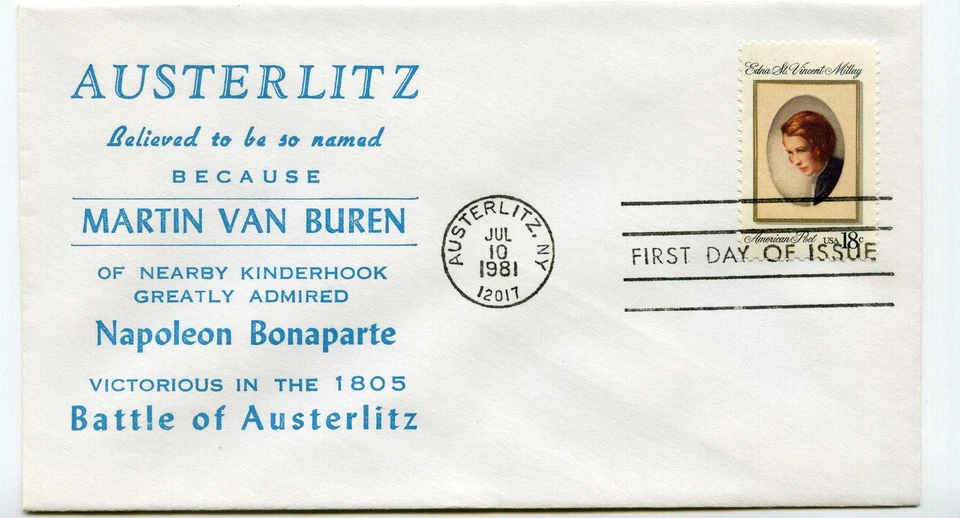 1926 Edna St Vincent Millay, RKR blue, FDC  - Image 1 of 1