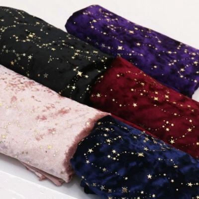 145*100cm Cloth Craft Shiny Star Velvet Fabric Material for Dress Upholstery Sew - Image 1 of 4