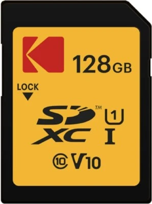 Kodak 128GB SD Class 10 UHS I U1 V10 Full HD Vid, Hi-Res Pics Memory Card - Image 1 of 2