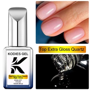 Super Glass Top Coat Glossy Finish Soak off Gel Nail Polish 15ML Semi Permanent - Picture 1 of 12