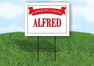 ALFRED CONGRATULATIONS RED BANNER 18in x 24in Yard sign with Stand - Imagen 1 de 1