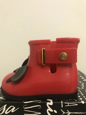 $70 Nuevo AUTÉNTICO MINI MELISSA DISNEY MINNIE MICKEY MOUSE BOTAS DE LLUVIA Talla 5 zapatos Foto 1 de 4