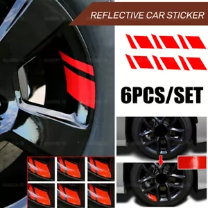 6x Red Reflective Car Wheel Rim Vinyl Decal Stickers Accessories For 16"-21" - Foto 1 di 12