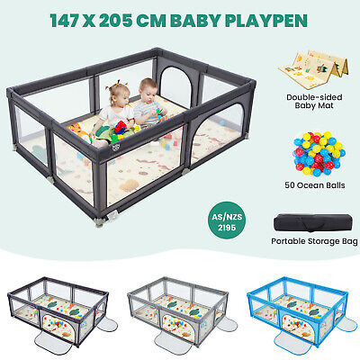 205 X 147cm Baby Playpen Play Mat Large Safety Baby Fence Activity Centre • 139.90$