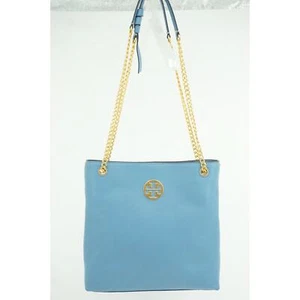 Tory Burch Everly Swingpack Crossbody Bag Logo $428 shoulder chain Blue Yonder - Picture 1 of 10