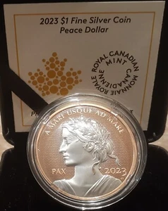 2023 Lady Peace PAX Dollar $1 1OZ Pure Silver Proof Pulsating UHR Canada Coin - Picture 1 of 4