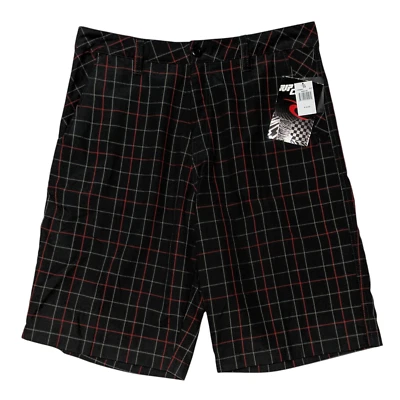 Vintage RIP CURL Shorts Mens 34 Black Red Plaid Chino Long Skater Surfer NWT $49 - Image 1 of 4