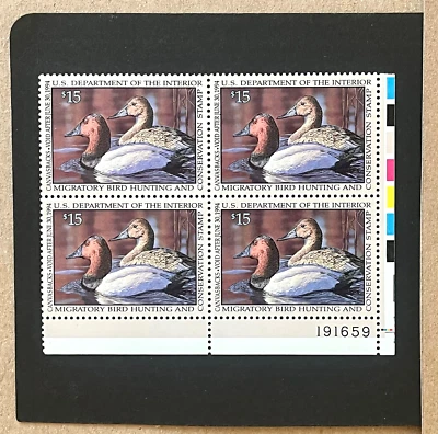 U.S. #RW60 VF NH Plate # Block 4      Catalog $125.00 - Image 1 of 2