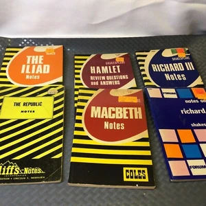 SET OF 6 VINTAGE COLES, FORUM AND CLIFF’S NOTES BOOK SYNOPSES, 1960’S, 70’S, 80’ - Foto 1 di 24