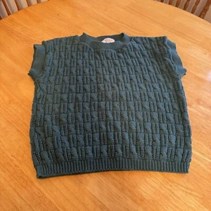 Vintage 100% Cotton Teal Sweater Vest Women’s Size Small Jessica Scott - Picture 1 of 6