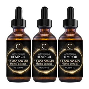 3x Organic Hemp Oil Ultra Premium Cold-Pressed Support Stress Joint Hair Health - Picture 1 of 7