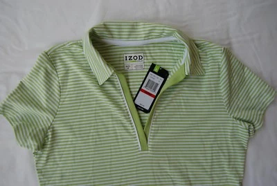 Camisa absorbente control solar XS a rayas verde lima y blanco IZOD GOLF SS NUEVA CON ETIQUETAS Foto 1 de 4
