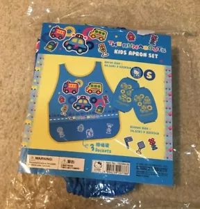 Sanrio The Runabouts Kids Blue Apron Set Police Car School Bus Fire Truck 2015 - Picture 1 of 11