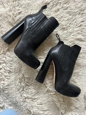 Alexander Wang Black Patent Leather Size 8 Abby Heel Sandal Boots Shoes. - Image 1 of 4