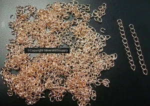 Necklace Extenders Lt Rose Gold Plated 1  1/2-2 in cable link 5.5mm 100pcs CH096 - Picture 1 of 4