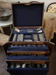 800 Silver Delheid Freres Style Louis XVI - Flatware W/Original Chest 231 pieces - Picture 1 of 19