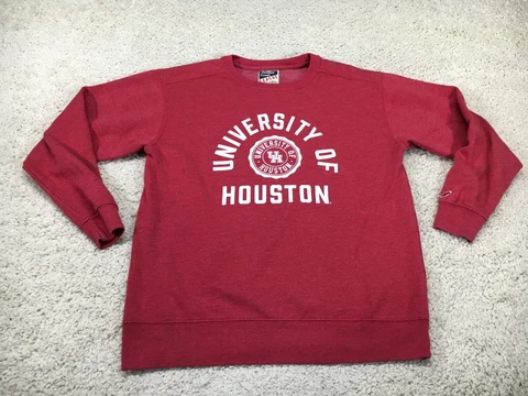 Houston Cougars Sweater Womens Medium Red Sweatshirt University College Logo Cover