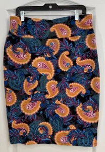 LuLaRoe Damen Rock Größe XL Blau Gelb Mehrfarbig Breiter Bund Bunt 194 - Bild 1 von 7