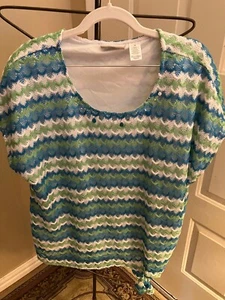 Alfred Dunner (3X) multicolor pullover cap sleeve blouse w/ attached lining. - Picture 1 of 4
