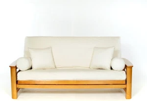 100% Cotton Full Size Futon Cover - Natural - Washable Zippered Sofa Furniture B - Picture 1 of 5
