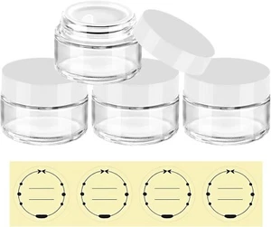Small Glass Containers with Lids 1 Oz Glass Jars with White Lids Liners 4 Pack - Picture 1 of 7