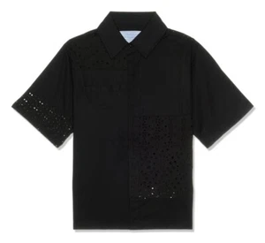 Jungles Men’s Lace Button Up Short Sleeve Shirt Black Size Small Very Good Cond. - Picture 1 of 6
