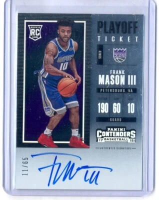 FRANK MASON 2017-18 CONTENDERS PLAYOFF TICKET AUTO ROOKIE RC #11/65 KINGS - Image 1 of 2