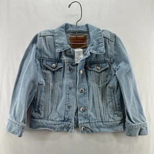 Levi's Trucker Jacket Girls Sz 4(3-4YRS) Full Button Collared Pockets Denim Blue - Picture 1 of 7