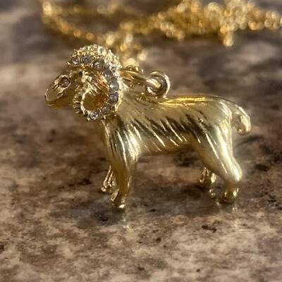 🦛 J. Collar Crew Vintage Tono Oro Amarillo Aries Ram Colgante Con Cadena Foto 1 de 4