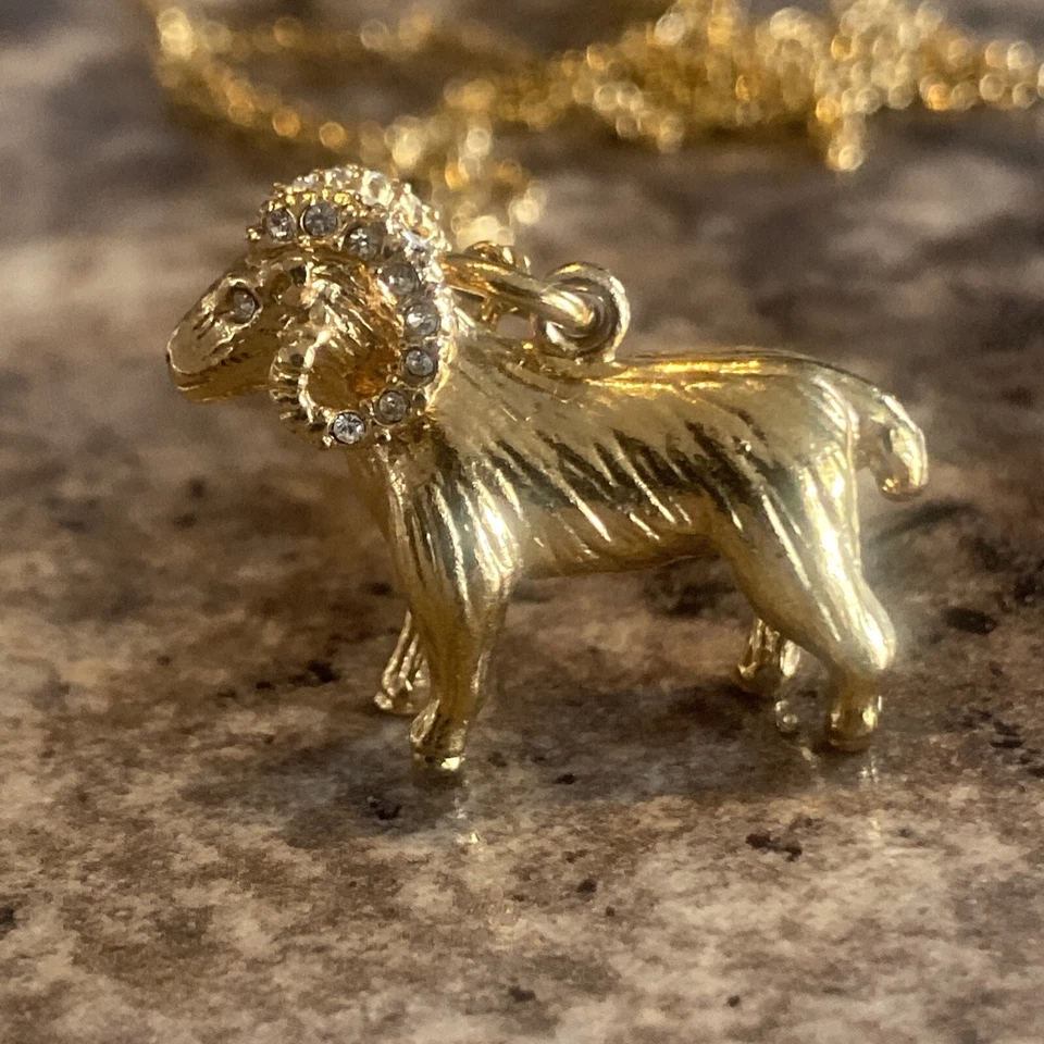 🦛 J. Collar Crew Vintage Tono Oro Amarillo Aries Ram Colgante Con Cadena Foto 1 de 4
