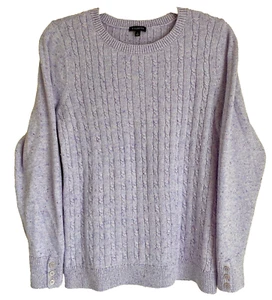 Talbots Damen Large Pullover Pulli meliert helllila Zopfmuster Baumwollmischung - Bild 1 von 13