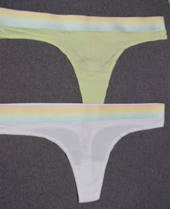 Lote 2 Nuevas Tanga Panty Victoria's Secret Blanco Verde Logo M Cintura Multicolor - Imagen 1 de 6
