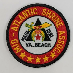 Parche bordado Mid-Atlantic Shrine Assoc MASA VA Virginia Beach 1991 Shriners - Imagen 1 de 2