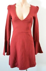 Sndys The Label Dress Womens Size 8 Wine Red Fit Flare Stretch Knit New - Picture 1 of 7