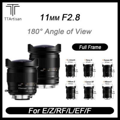 TTArtisan 11mm F2.8 Full Frame Fisheye Wide Angle Lens for E Z F RF EF L Mount - Image 1 of 4