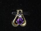 14k Yellow Gold Heart Pendant With A Amethyst (February Birthstone) & A Diamond
