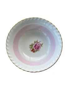 Vintage Fine China of Japan Servierschale weiß mit rosa Roségoldband 7” x 2 1/4” - Bild 1 von 5