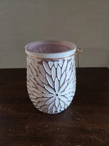 Floral Debi Lilly Pink Etched Dahlia Candle Lantern No Candle Home Decor - Picture 1 of 7