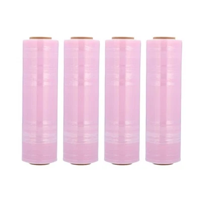 Anti Static Hand Stretch Wrap Pink Tint 18 Inch x 1500 Ft 80 Gauge Select Rolls - Image 1 of 4
