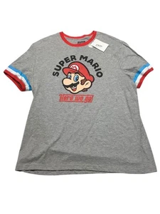 Hybrid Mens Regular fit Super Mario Short Sleeve T-Shirt Shirt XXL Grey - Picture 1 of 2