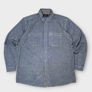 Orvis Shirt Mens XL Tall Blue Tech Chambray Long Sleeve Work Fishing Quick Dry - Picture 1 of 9