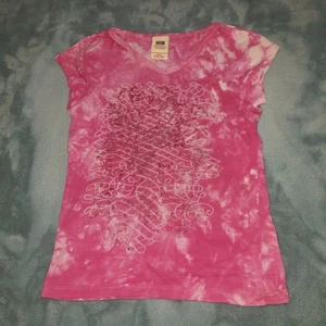 FADED GLORY STRETCH GIRLS T-shirt TOP SIZE Small 6/6X Pink Tie-dye Barik - Picture 1 of 5