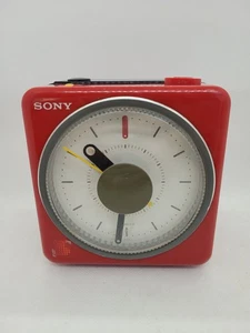 Vintage Sony FM/AM Radio Melody Alarm Clock Retro Red Cube ICF-A10W - Picture 1 of 9