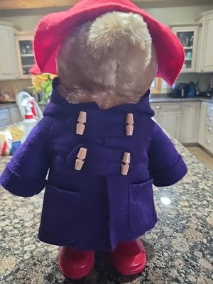 Vintage 1981 Eden Toys Paddington Bear 17” with Rubber Boots Coat Felt Hat - Image 1 of 4