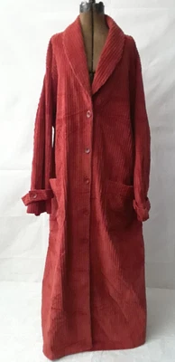 Abrigo largo completo de pana naranja quemado con botones talla grande FLAX para mujer Foto 1 de 4