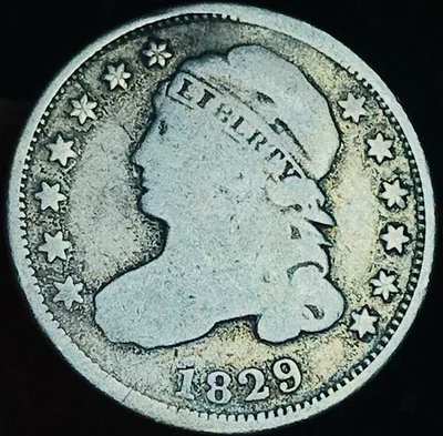 Монета номиналом 10 центов 1829 с изображением бюста без оценки 90% серебро тип США CC28041 - Изображение 1 из 4