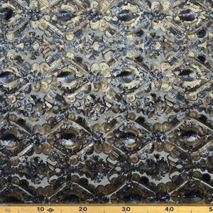 Tessuto Tulle Paillettes Damascato 50 Cm 4498 - Foto 1 di 8