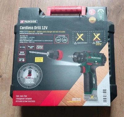 PARKSIDE CORDLESS DRILL 12V - QUICK CHANGE DRILL HEAD NO BATTERY NO CHARGER NEW
