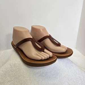 Fitflops Strata Womens Size 9 Cognac Brown Leather Slip On Flip Flops Comfort - Picture 1 of 13